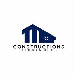 Real Estate logo design with the concept of the number eleven and a warehouse building.