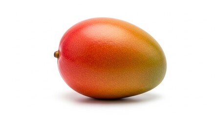 A single ripe mango on a plain white background, natural lighting, high detail