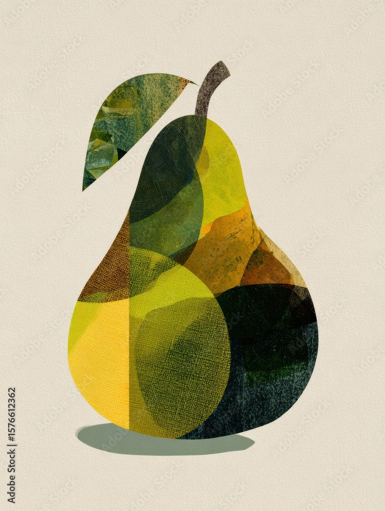 Poster artistic pear outline filled with textures and patterns suitable for branding and creative projects