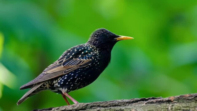 starling bird on a tree branch. Selective focus. nature.