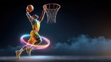 Basketball player in motion jump shot