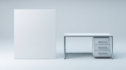 Blank canvas, desk, studio shot