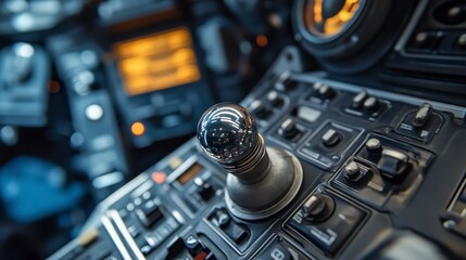 Detailed View of Control Panel with Joystick in Modern Cockpit