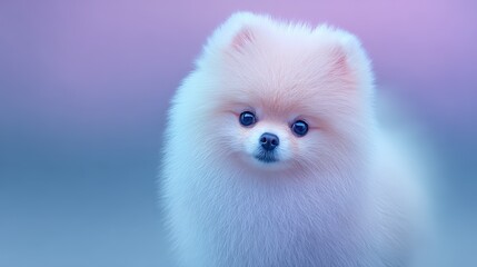 Obraz premium Cute fluffy Pomeranian puppy with soft fur and expressive eyes