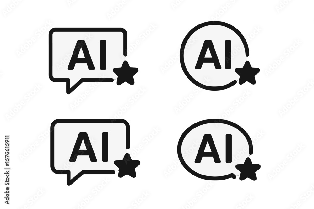 Fototapete ai message icons set. artificial intelligence chat assistant symbol collection. text generator logo 