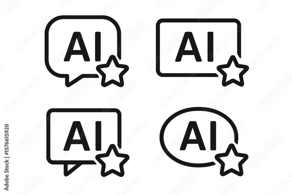 Fototapete ai message icons set. artificial intelligence chat assistant and text generator symbol with speech b
