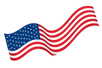 American flag wavy ribbon banner. USA patriotic graphic element for election campaign, 4th of July, Independence Day. United states vote symbol. Waving stars and stripes vector.