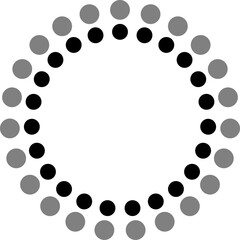 concentrated circles of red, black and gray, halftone, vector