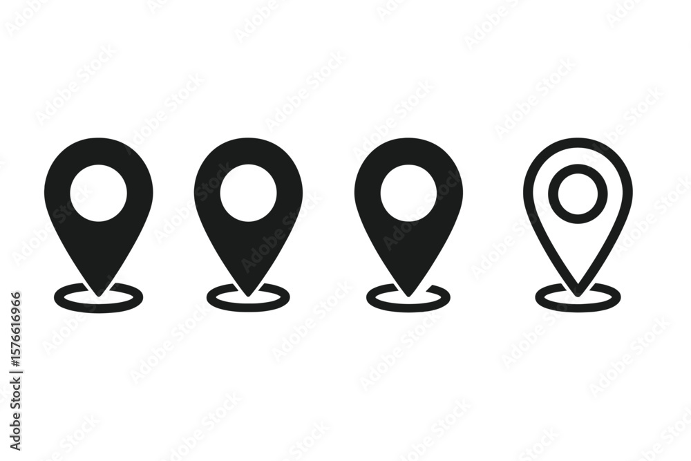 Aufkleber map pin icon set. location symbol for app and website. ui design element. gps navigation pointer mar