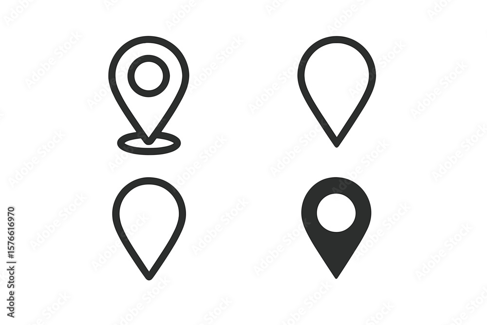 Aufkleber map pin icon set. location marker symbol for web design. app interface element. gps navigator pointe