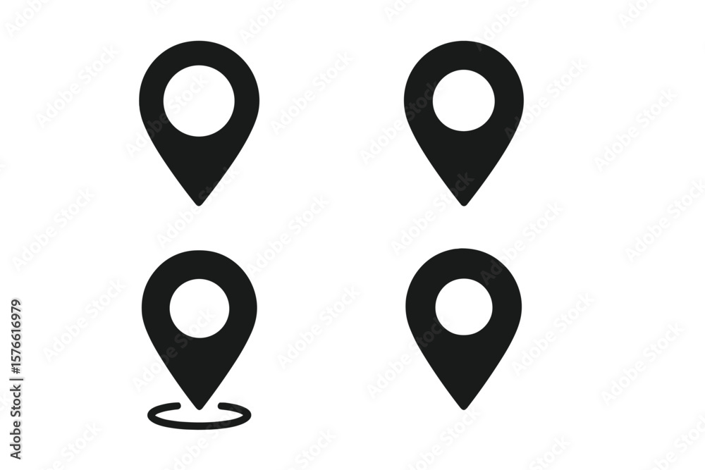 Poster map pin icon set. location symbol for app and website. ui ux design element. navigation pointer. gps