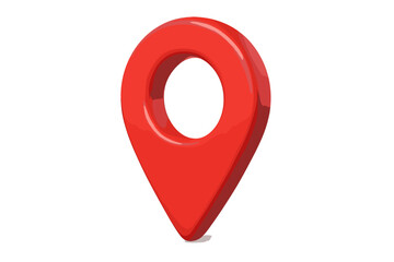3D Red Location Pin Icon, GPS Map Marker, Navigation Pointer, Geolocation Symbol, Modern Position Tag, Travel Destination, Transparent Vector Illustration, Digital Map Locator