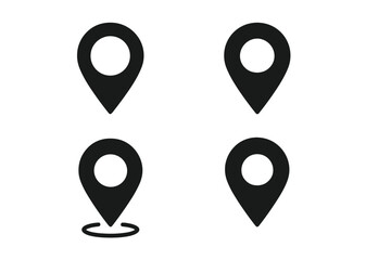 Map pin icon set. Location symbol for app and website. UI UX design element. Navigation pointer. GPS marker for destination. Address position. Geo tag. Place finder graphic.