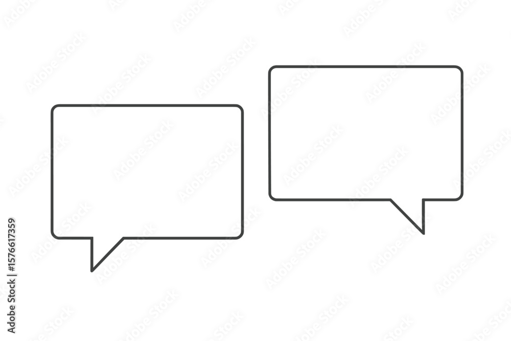 Fototapete speech bubble set vector. simple rectangular chat message icons for communication, dialogue, comment