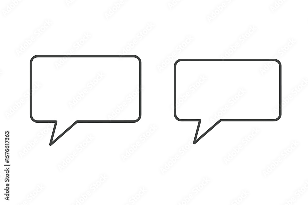 Fototapete simple speech bubbles. rectangular speech balloon. chat box icon for text. talking quote comic. dial