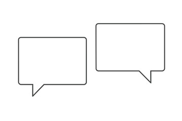 Speech bubble set vector. Simple rectangular chat message icons for communication, dialogue, comments. Blank quote box. Modern minimal line art design element for conversation.