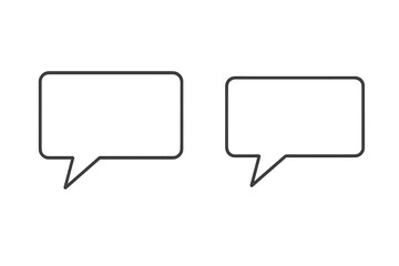 Naklejka premium Simple speech bubbles. Rectangular speech balloon. Chat box icon for text. Talking quote comic. Dialogue frame. Communication message sign. Vector graphic design illustration.