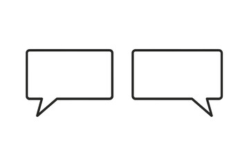 Simple rectangular speech bubble vector icon set. Minimalist chat balloon for dialogue, conversation, messages, comments, quotes. Communication and talk concept design.