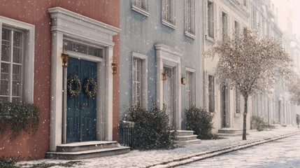 capture minimalist atmosphere of christmas celebration in usa highlighting unique architectural elements