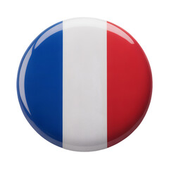 France patriotic symbol showing the national flag of French on a round pin ideal for graphic design use.