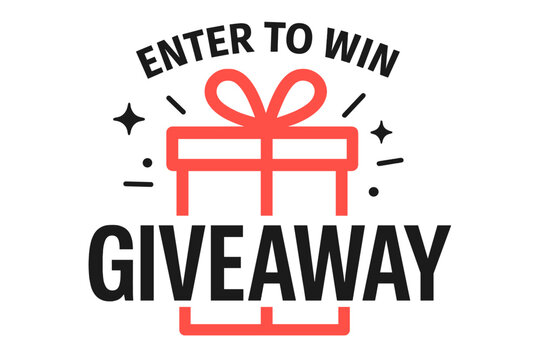 Giveaway enter to win contest announcement social media post template. Vector illustration for website banner or promotion. Win a prize gift box. Special offer graphic design.