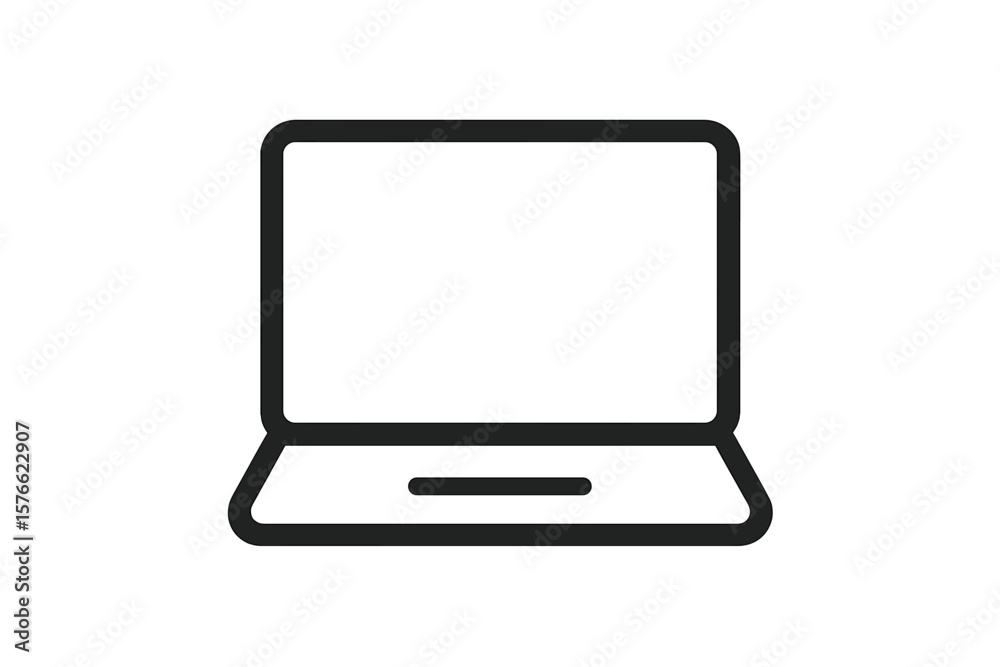 Fototapete Minimalist Laptop Icon Vector. Modern Notebook Computer Symbol for App, Website, User Interface, Technology Design Element. Black Outline Illustration on Transparent Background. Digital Device Clipart