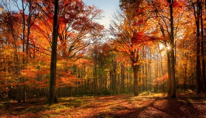 Fototapeta premium vivid autumn foliage adorning the trees in a forest