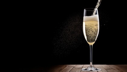 refreshing champagne in a flute glass with transparent background