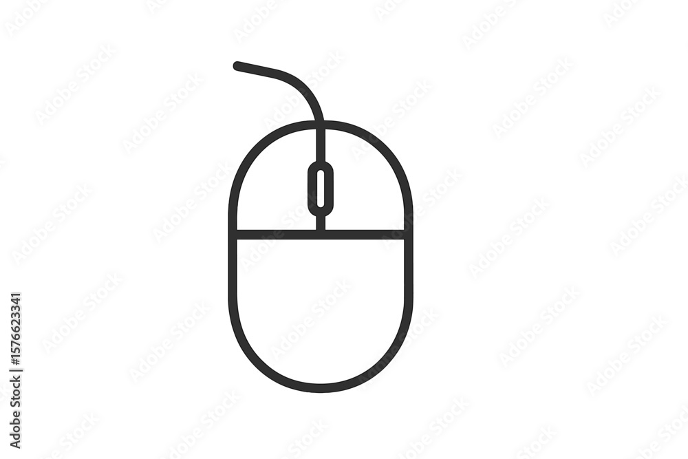 Aufkleber Computer mouse icon vector. Click symbol illustration. PC hardware device. Pointer cursor for web navigation. Technology peripheral sign. Simple line outline graphic isolated.