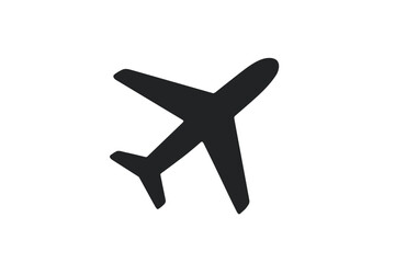 Airplane Silhouette Icon, Jet Aircraft Symbol, Travel and Transport Vector, Aviation Flight Sign, Black Plane Graphic, Transparent Background, Airline, Tourism, Web, Mobile, Commercial Use