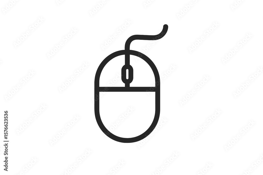 Fototapete minimalist computer mouse icon outline. modern vector illustration. simple black line art. technolog