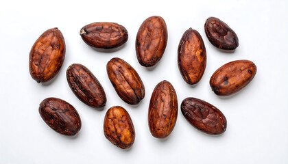 Dried cacao beans scattered