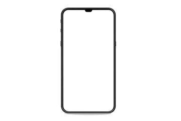 Realistic Modern Smartphone with Blank Transparent Screen, Isolated Mobile Phone Mockup Template, Vector Illustration for App Design, UI Presentation, Transparent Background, Editable PNG