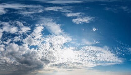 Obraz premium panorama of clouds in a blue sky with sun reflections