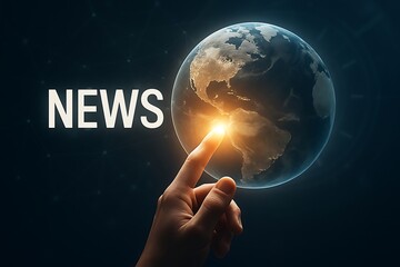 Global news touch earth finger