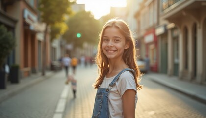 Fototapeta premium a girl smiling on the street
