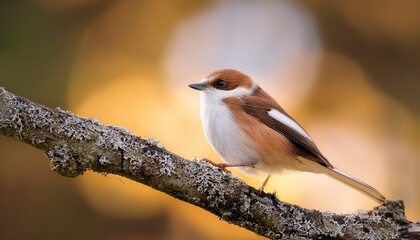 Obraz premium close up of small bird perched on tree branch with soft background