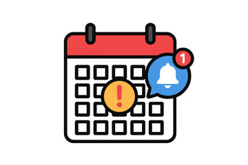 Calendar notification reminder for important day. Event deadline schedule concept. Business planning appointment and timetable organization. Agenda management with alert bell icon.
