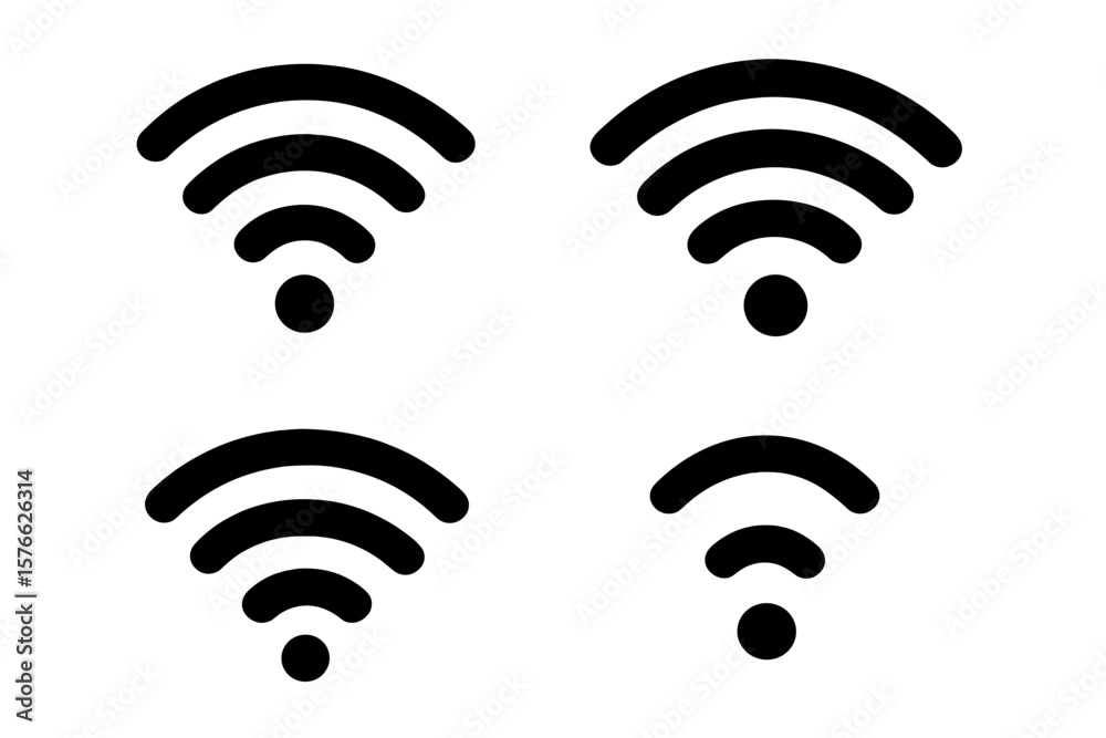 Poster wifi icon set of 4. wireless internet connection sign. vector wi-fi signal strength symbol. mobile d