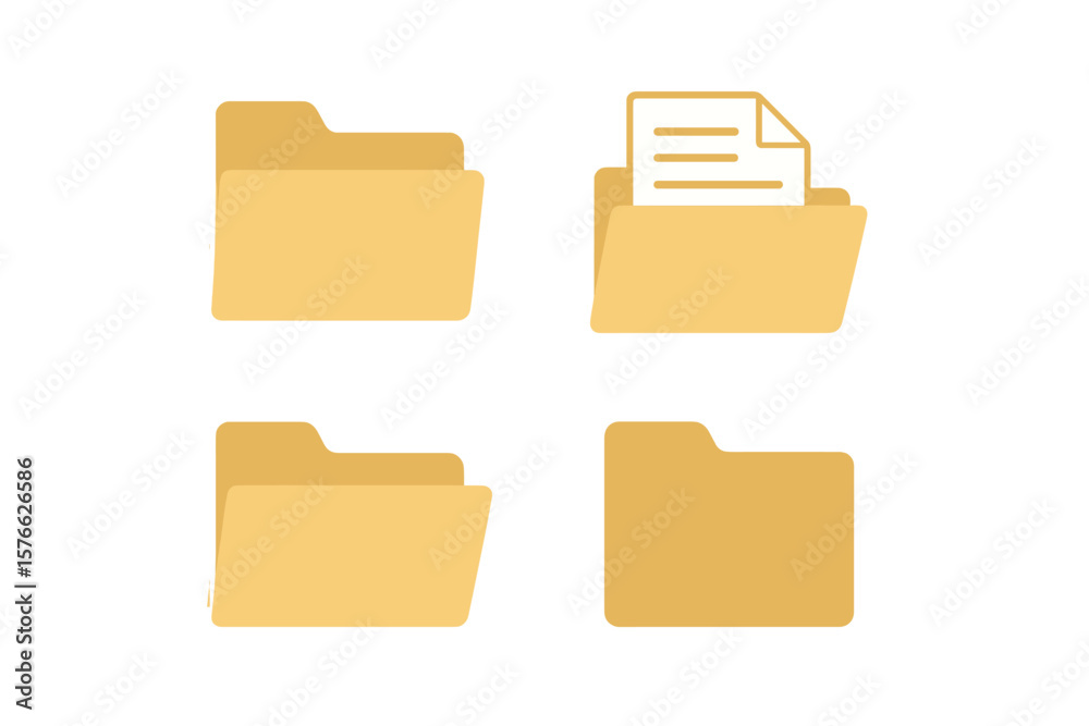Poster folder icon set for web and user interface design. vector illustration of open and closed folders wi