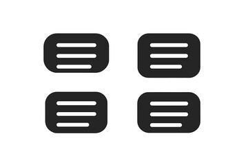 Set of 4 black hamburger menu icons for website UI navigation. Modern burger menu buttons for web and mobile app interface. Minimalist navigation design elements pack
