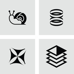 Abstract Icons Snail, Spiral, Layers & Geometric Design Elements