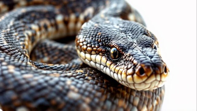 Close-up Photography of a Stunning Black Headed Python Snake with Intricate Scales and Captivating Gaze