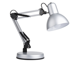 Realistic desk lamp turned on, isolated on a transparent background