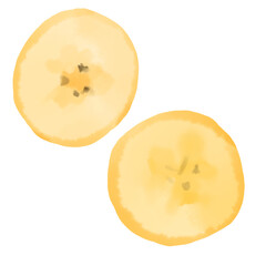 Watercolor style banana slice illustration material