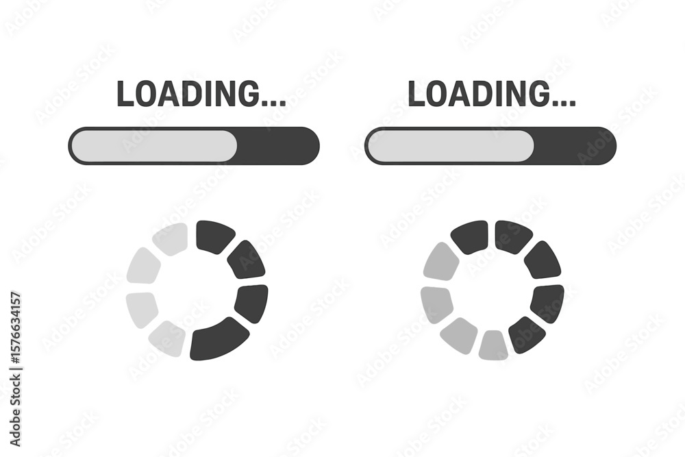 Fototapete loading progress bar vector illustration. set of 4 loading indicators. progress visualization elemen