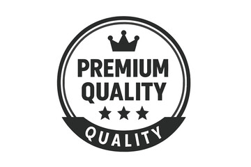 Obraz premium Premium Quality Badge Vector, Round Label with Crown and Stars, Best VIP Guarantee Emblem, Three Star Level, Flat Design, Premium Icon, Black and White, Stock Illustration