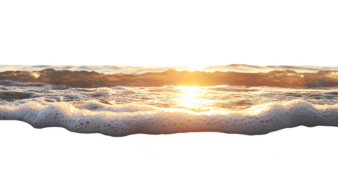 Ocean waves crashing at sunset on transparent png photo