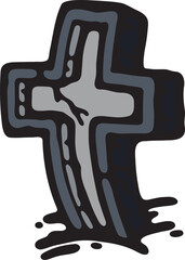 HALLOWEEN CRACKED GRAY CROSS