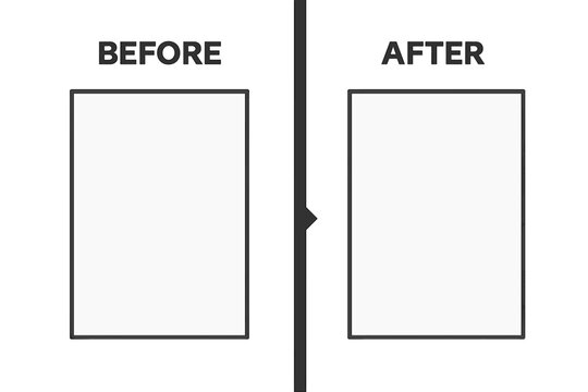 Before and after comparison vector template background. Screen for comparison. Concept of change, improvement, transformation. Progress and result design layout. Infographic.